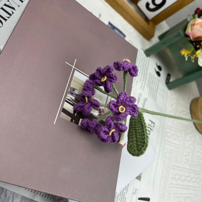 Handmade Knitted Crochet Forget-Me-Not Bouquet - Deep Purple - 3PCS - 1.57"W x 1.57"L x 17.72"H - image 6