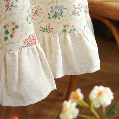 Pastoral Style Green Plant Print Round Ruffled Tablecloth - image 8