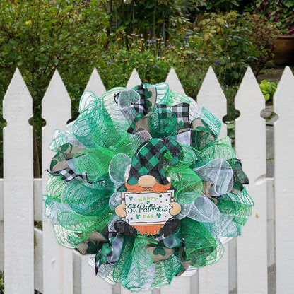 St. Patrick's Day Ribbon Doll Wreath Hanging Decor - image 3