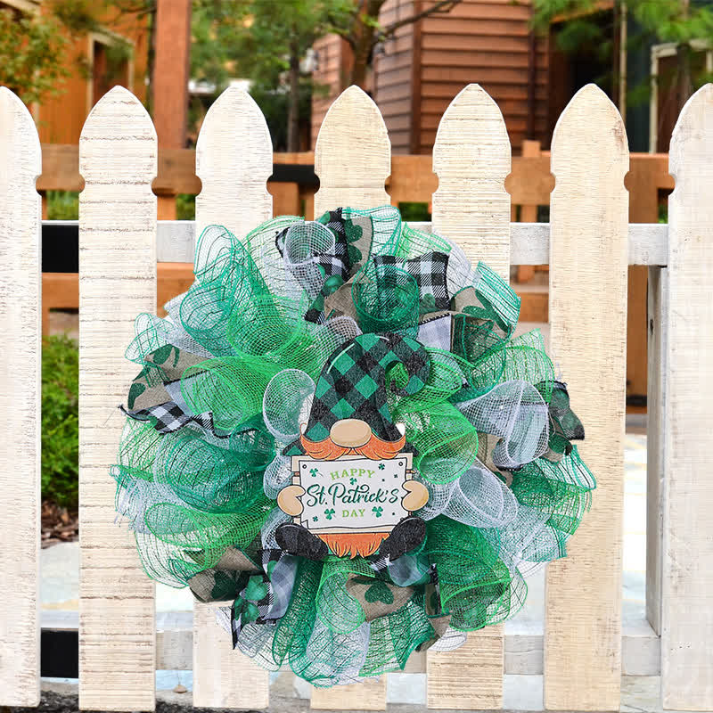 St. Patrick's Day Ribbon Doll Wreath Hanging Decor - image 2