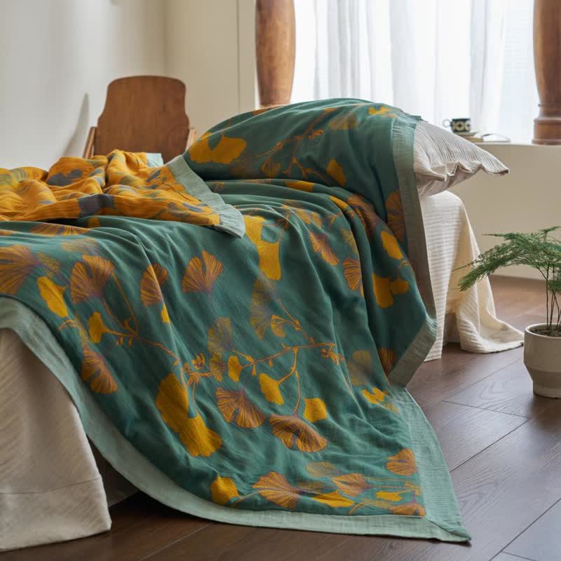 Ginkgo Leaf Double Layer Gauze Cotton Quilt - image 9