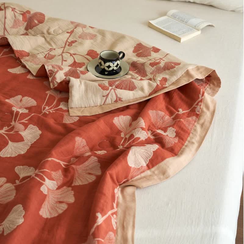 Ginkgo Leaf Double Layer Gauze Cotton Quilt - image 3