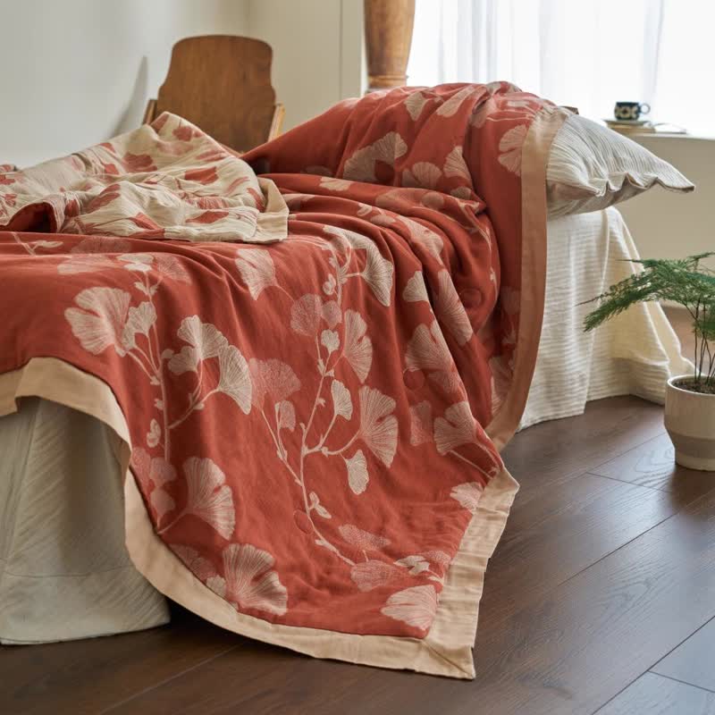 Ginkgo Leaf Double Layer Gauze Cotton Quilt - image 4