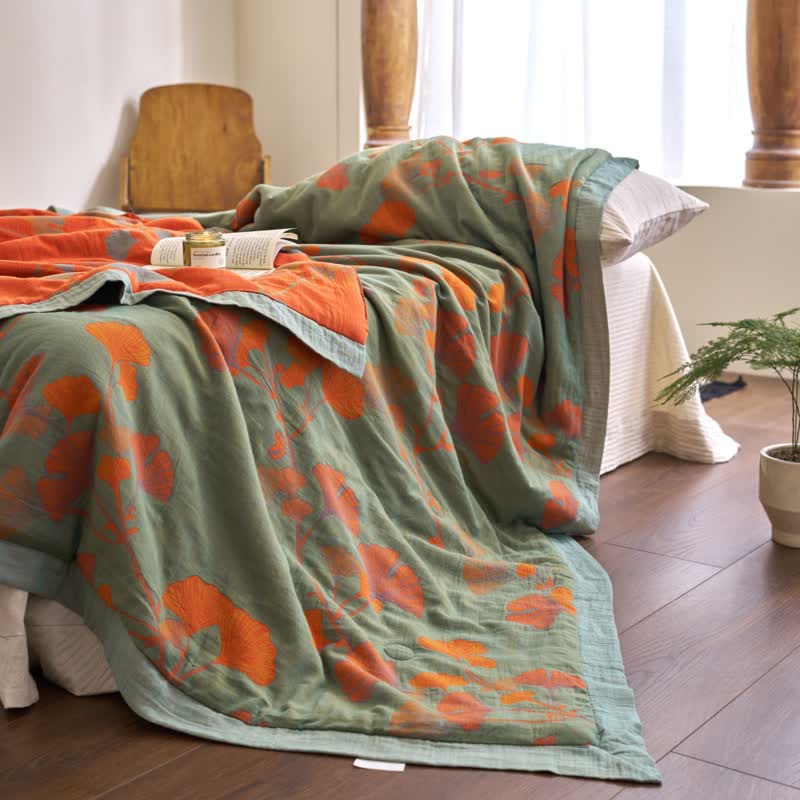 Ginkgo Leaf Double Layer Gauze Cotton Quilt - image 27