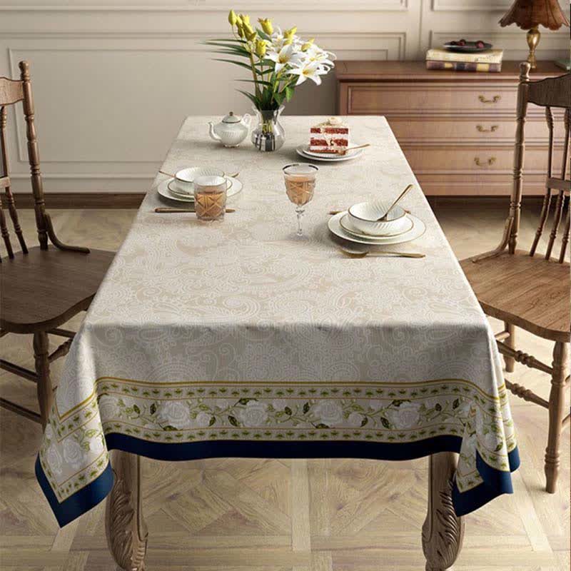 Retro Light Luxury Plant Flower Linen Tablecloth - image 2