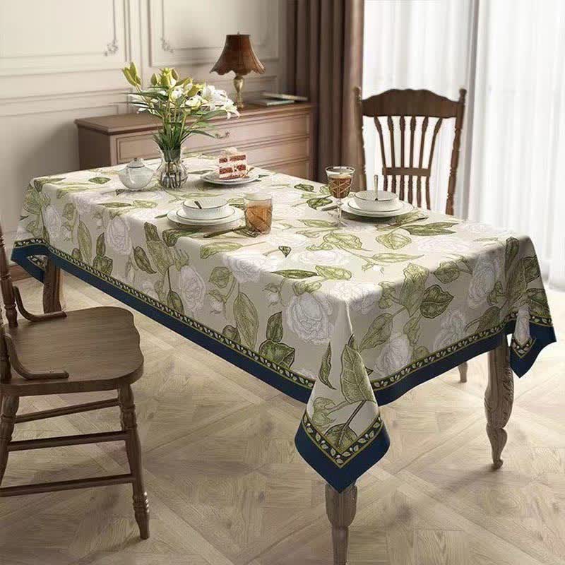 Retro Light Luxury Plant Flower Linen Tablecloth - image 6