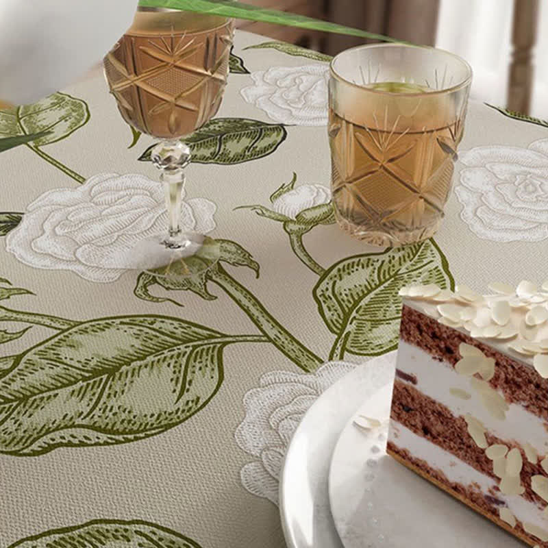Retro Light Luxury Plant Flower Linen Tablecloth - image 7