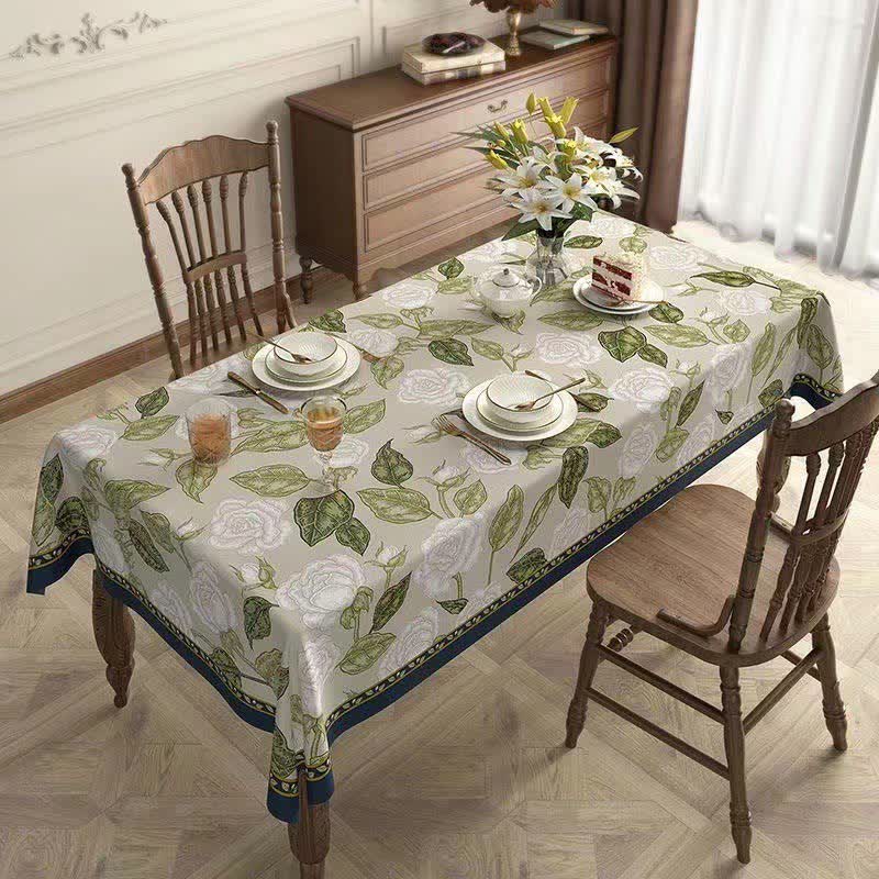 Retro Light Luxury Plant Flower Linen Tablecloth - image 5