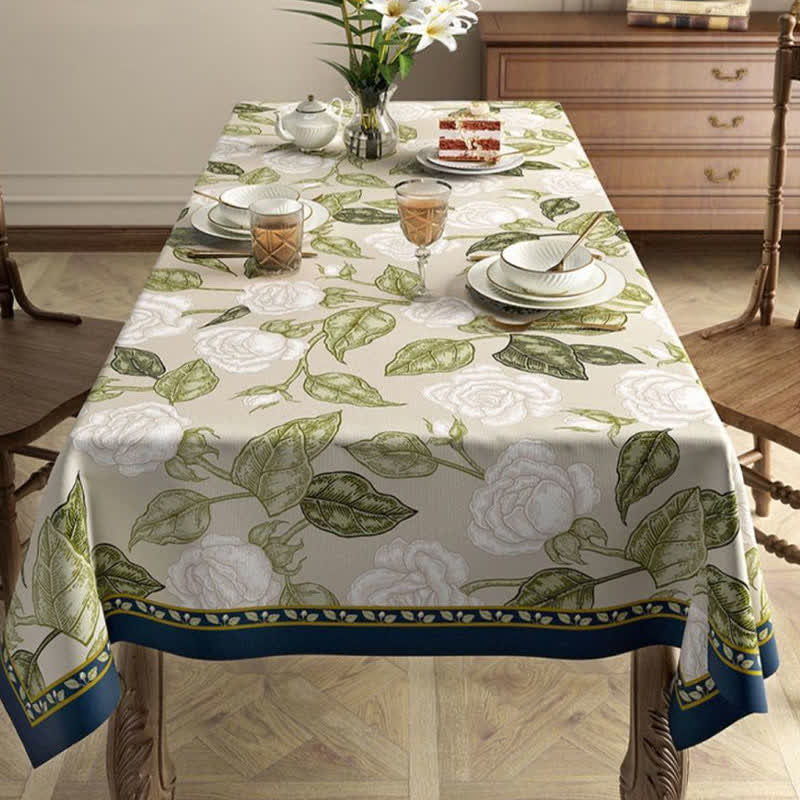 Retro Light Luxury Plant Flower Linen Tablecloth - image 4