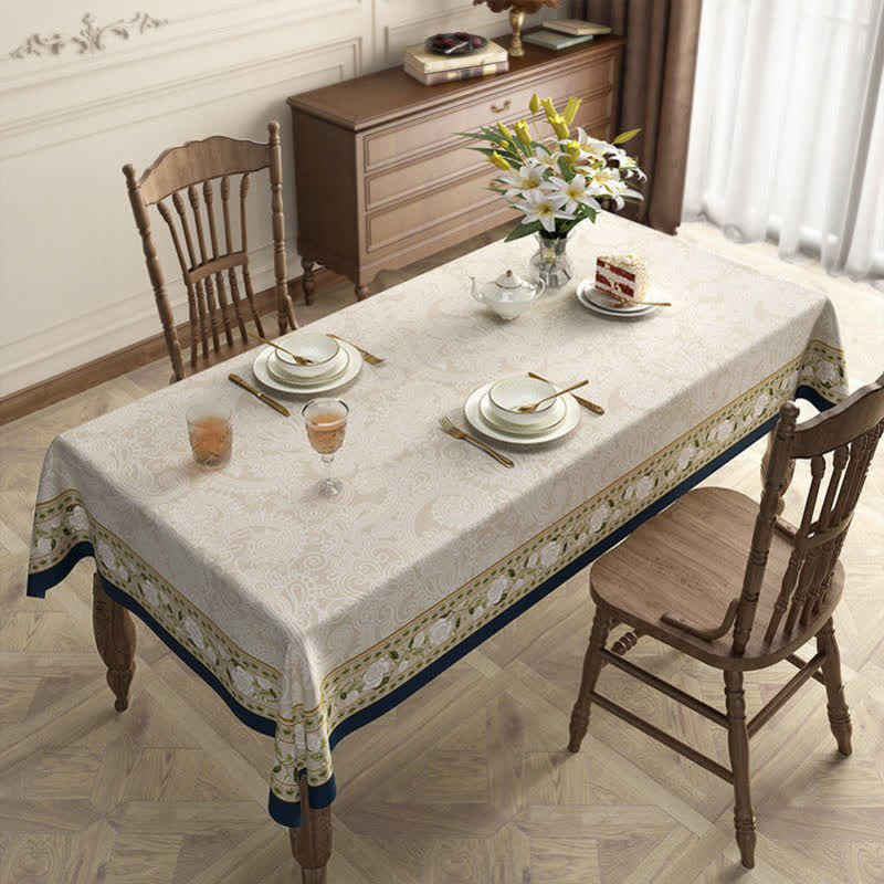 Retro Light Luxury Plant Flower Linen Tablecloth - image 1