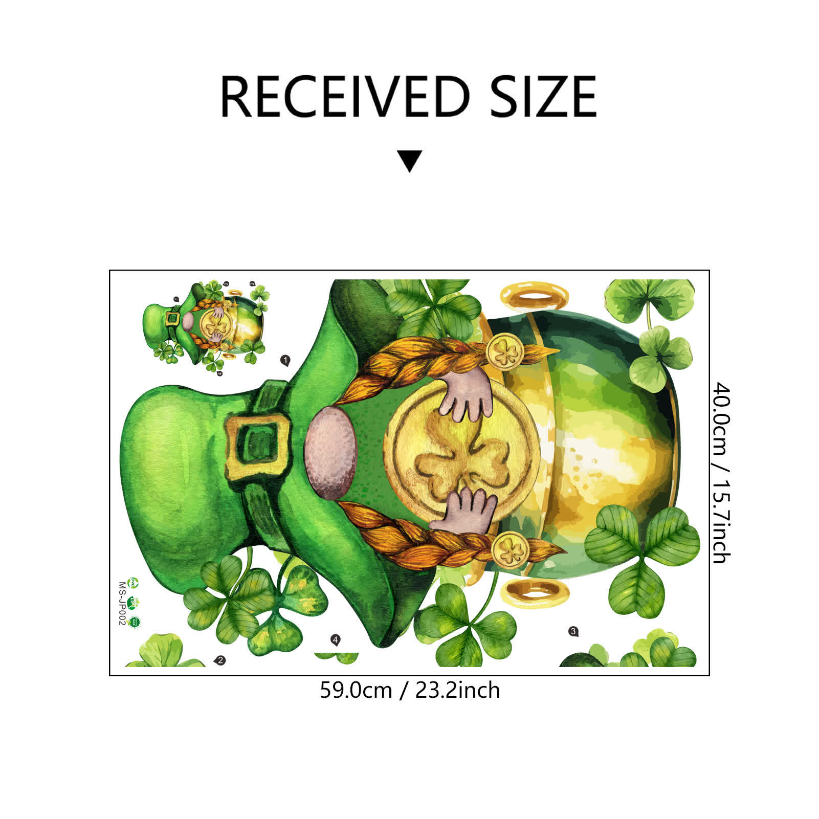 St. Patrick's Day Decorative Window Cling Wall Sticker - 8PCS - 16" x 23" - image 4