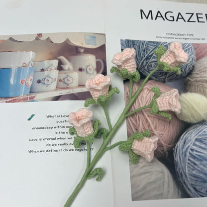 Handmade Knitted Crochet Bellflower Decor - Pink - 3PCS - 1.18"W x 1.18"L x 17.32"H - image 4