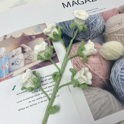 Handmade Knitted Crochet Bellflower Decor - White - 3PCS - 1.18"W x 1.18"L x 17.32"H - image 3