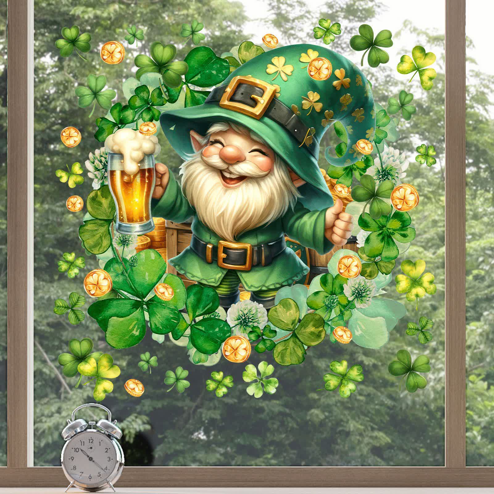 Shamrock Leprechaun Decorative Window Cling Wall Sticker - image 2