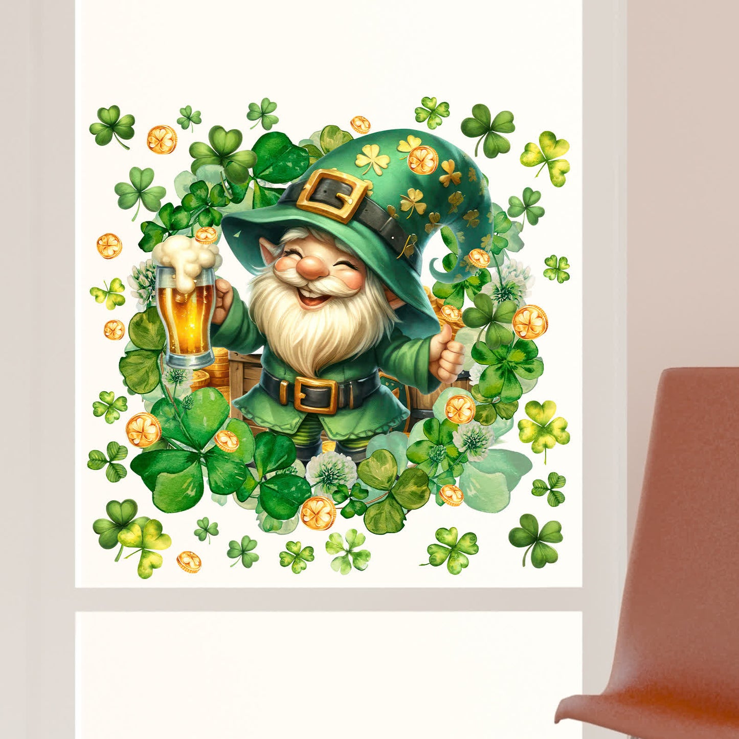 Shamrock Leprechaun Decorative Window Cling Wall Sticker - image 3