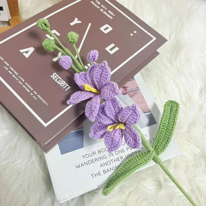 Handmade Knitted Crochet Montbretia Flower Bouquet - Pink&Purple - 3PCS - 1.18"W x 1.18"L x 16.54"H - image 7