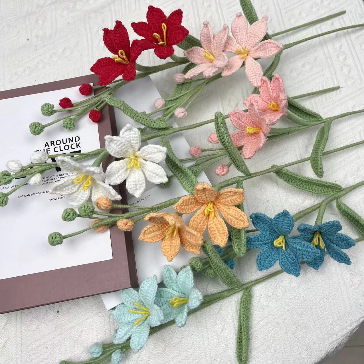 Handmade Knitted Crochet Montbretia Flower Bouquet - image 1