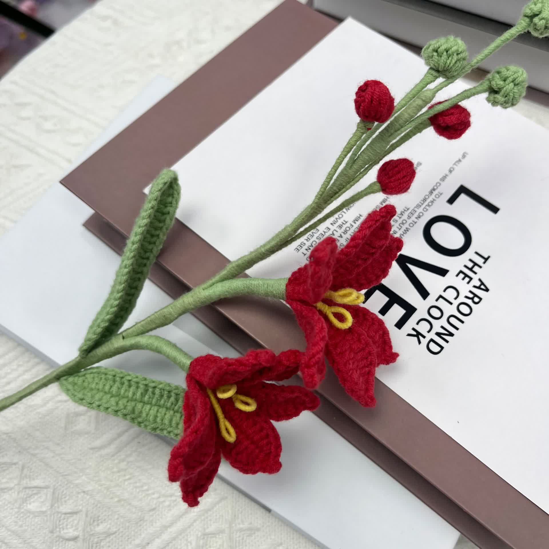 Handmade Knitted Crochet Montbretia Flower Bouquet - image 4