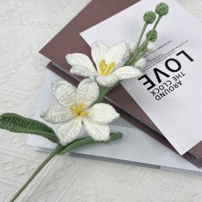 Handmade Knitted Crochet Montbretia Flower Bouquet - White - 3PCS - 1.18"W x 1.18"L x 16.54"H - image 6