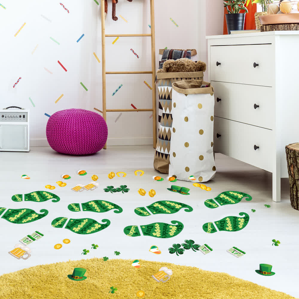 St. Patrick's Day Shamrock Footprints Sticker - image 1