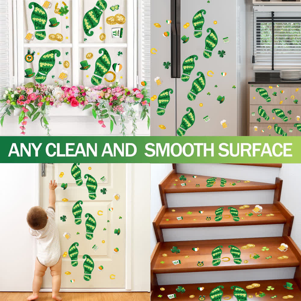 St. Patrick's Day Shamrock Footprints Sticker - image 0