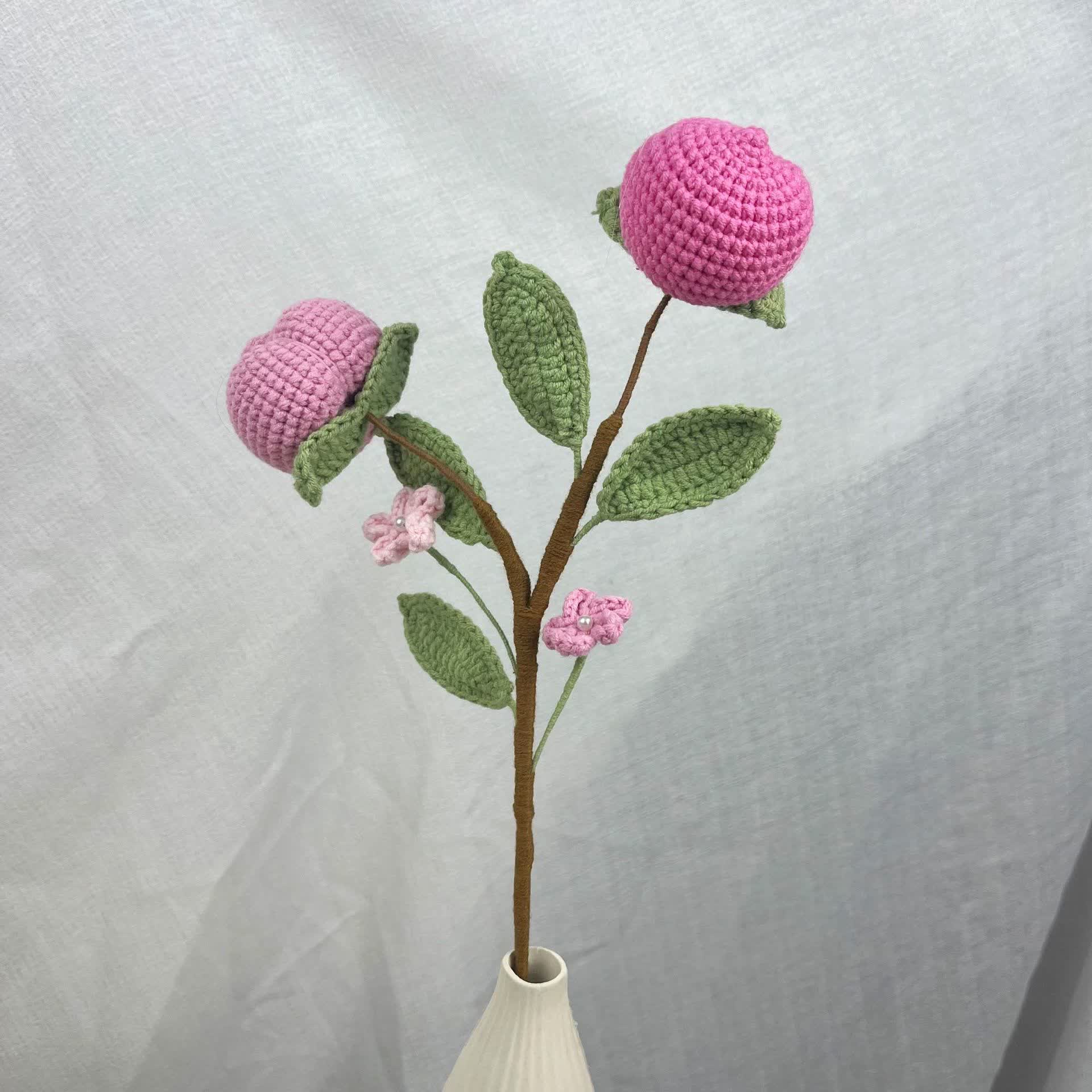 Creative Handmade Knitted Crochet Fruit Bouquet - Peach - 3PCS - 1.97"W x 1.97"L x 16.54"H - image 4