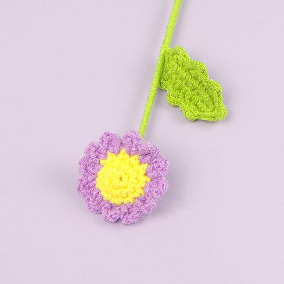 Lovely Handmade Knitted Crochet Daisy Bouquet - Purple - 3PCS - 1.18"W x 1.18"L x 15.75"H - image 5