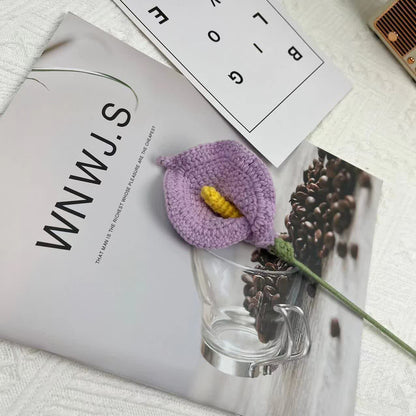 Handmade Knitted Crochet Calla Lily Bouquet - Purple - 3PCS - 3.15"W x 3.15"L x 16.54"H - image 6