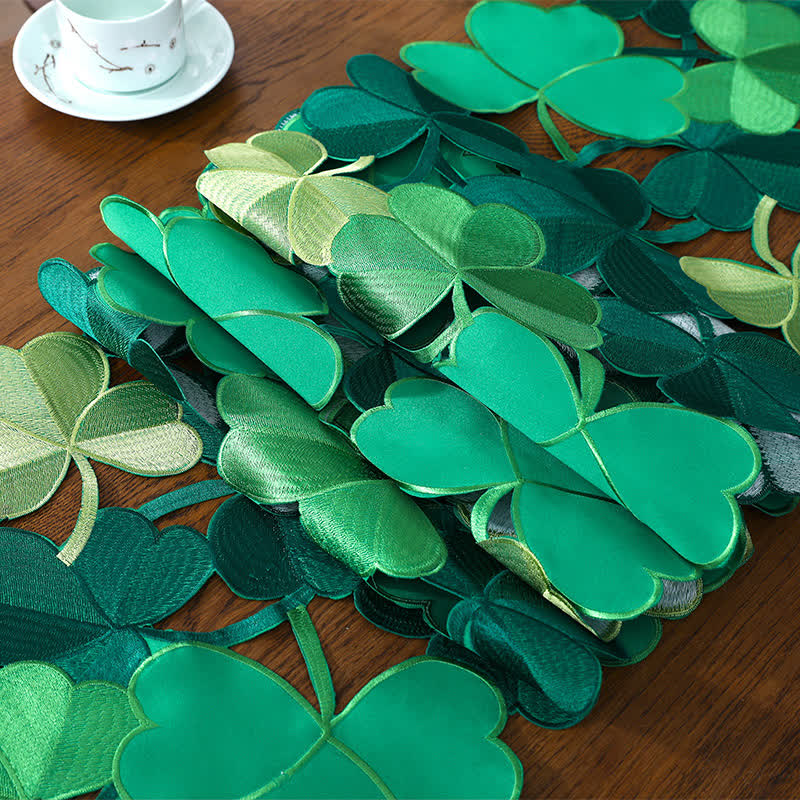 Embroidered Hollow Shamrock Table Runner - image 6