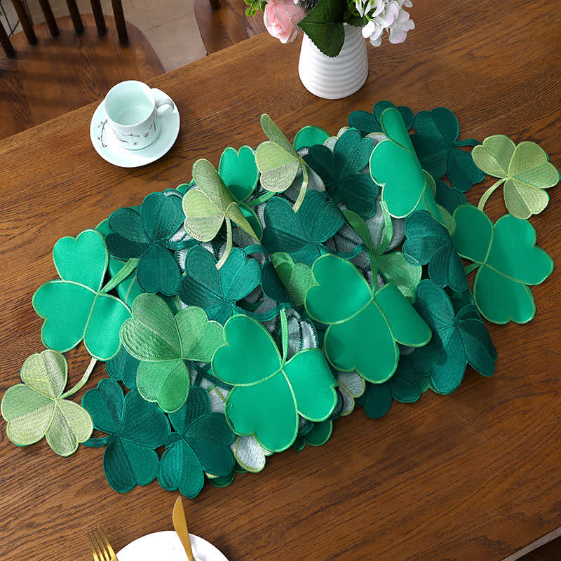 Embroidered Hollow Shamrock Table Runner - image 7