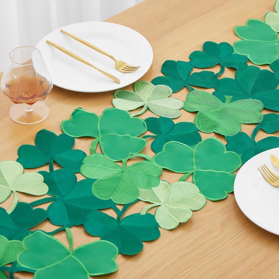 Embroidered Hollow Shamrock Table Runner - image 2