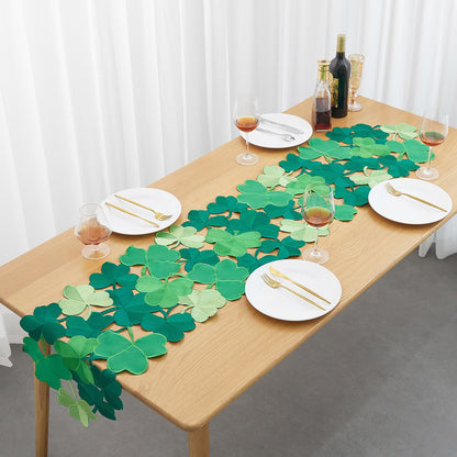 Embroidered Hollow Shamrock Table Runner - Green - 15" x 86" - image 0