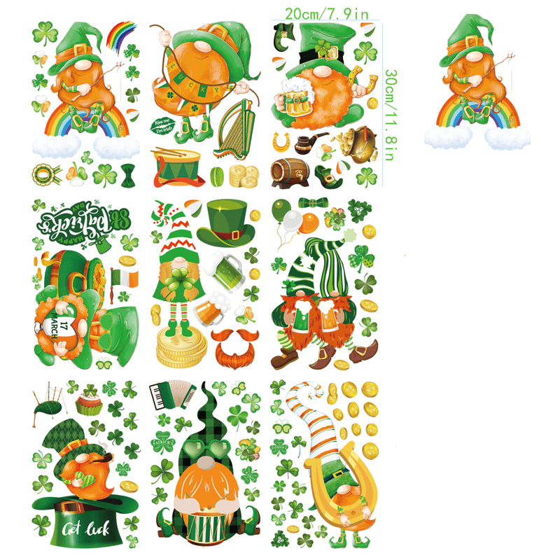 St. Patrick's Day Removable Static Window Cling - B - 27PCS - image 5