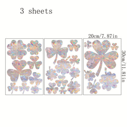  Removable Rural Shamrock Static Stained Window Cling - 18PCS - image 2