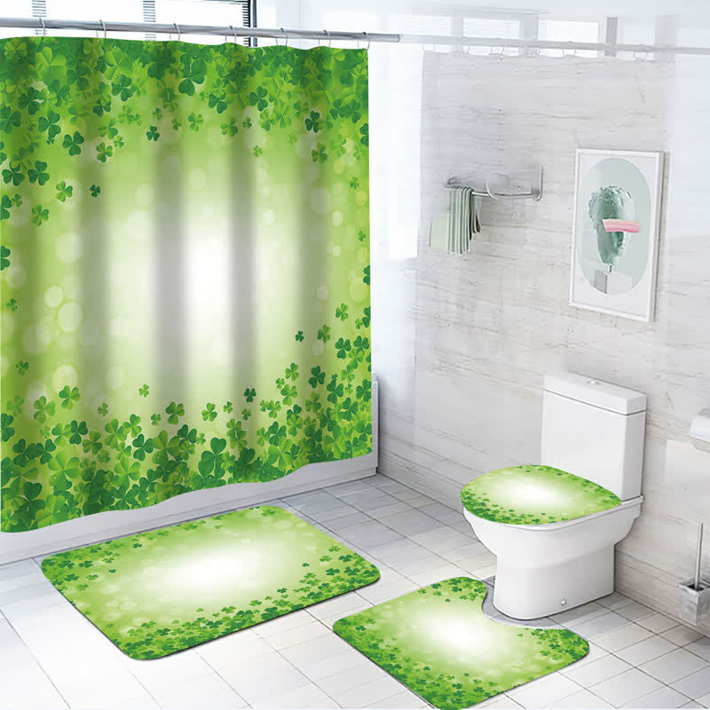 St. Patrick's Day Waterproof Shower Curtain  - D - Mat Set - 18" x 29" + 14" x 17" + 17" x 15" - image 3