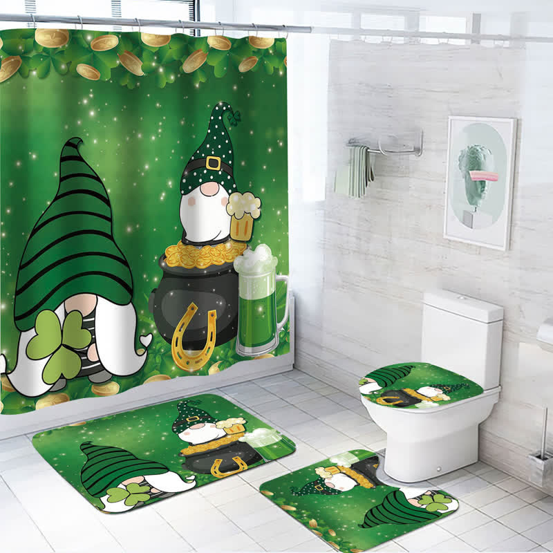 St. Patrick's Day Waterproof Shower Curtain  - E - Mat Set - 18" x 29" + 14" x 17" + 17" x 15" - image 4