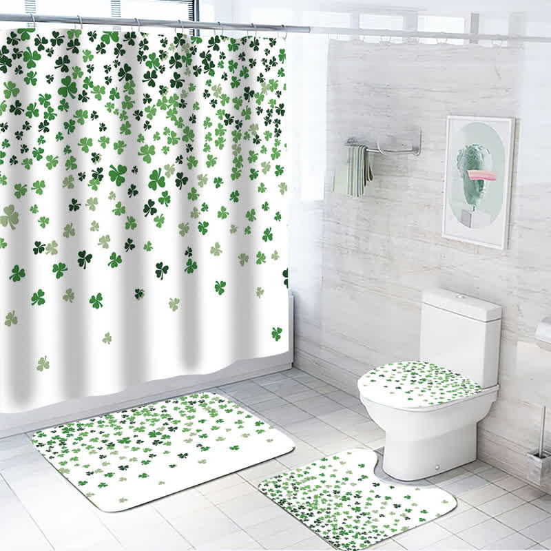 St. Patrick's Day Waterproof Shower Curtain  - I - Mat Set - 18" x 29" + 14" x 17" + 17" x 15" - image 8