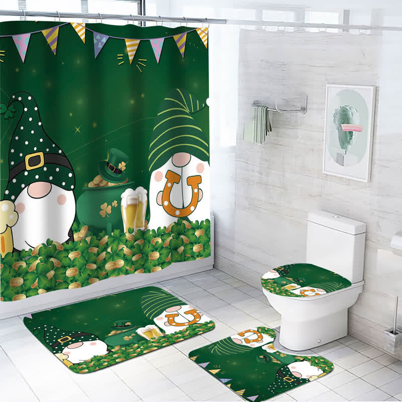 St. Patrick's Day Waterproof Shower Curtain  - H - Mat Set - 18" x 29" + 14" x 17" + 17" x 15" - image 7