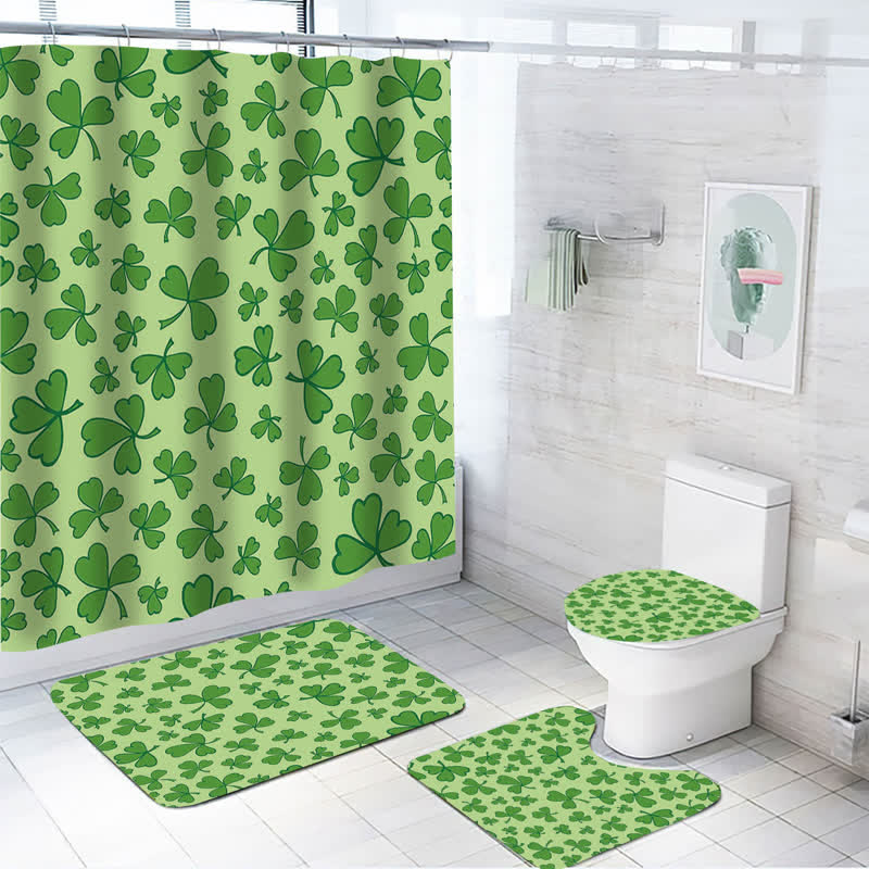 St. Patrick's Day Waterproof Shower Curtain  - J - Mat Set - 18" x 29" + 14" x 17" + 17" x 15" - image 9