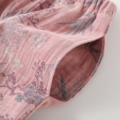 Round Neckline Bamboo Cotton Gauze Pajama Set - image 3