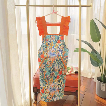 Retro Floral Waterproof Oil-proof Apron - image 9