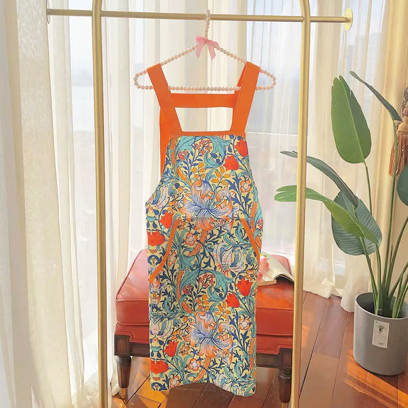 Retro Floral Waterproof Oil-proof Apron - image 4