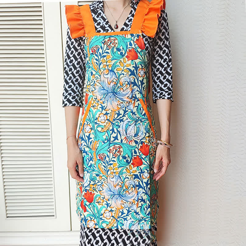 Retro Floral Waterproof Oil-proof Apron - image 5