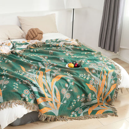 Reversible Tassel Refresh Grass Cotton Gauze Blanket - image 5
