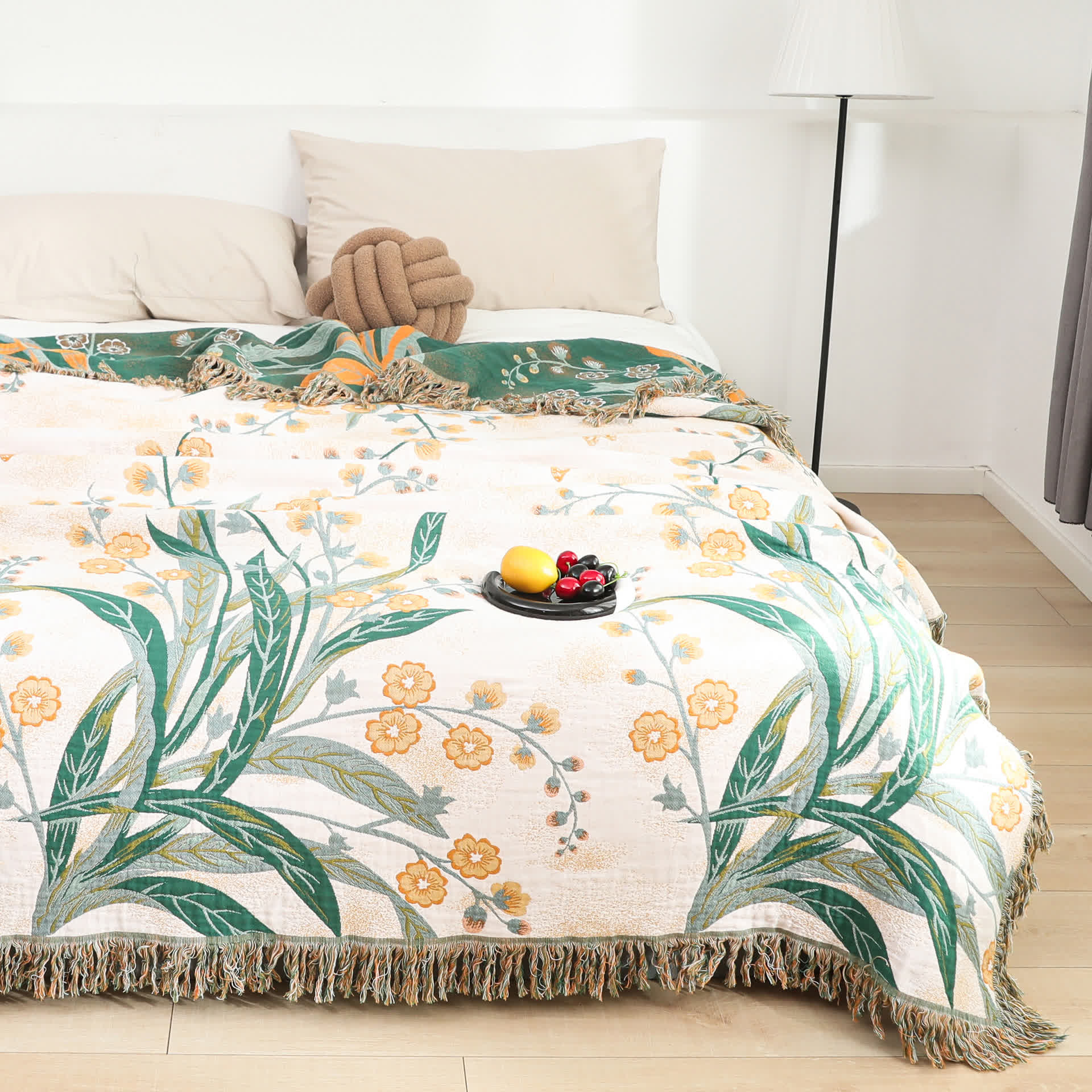 Reversible Tassel Refresh Grass Cotton Gauze Blanket - image 1