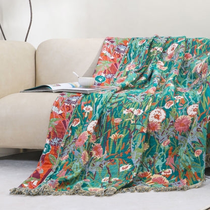 Tassel Reversible Cotton Gauze Floral Quilt - image 2