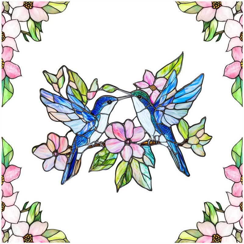 Double-sided Static Floral Bird Window Sticker - image 7