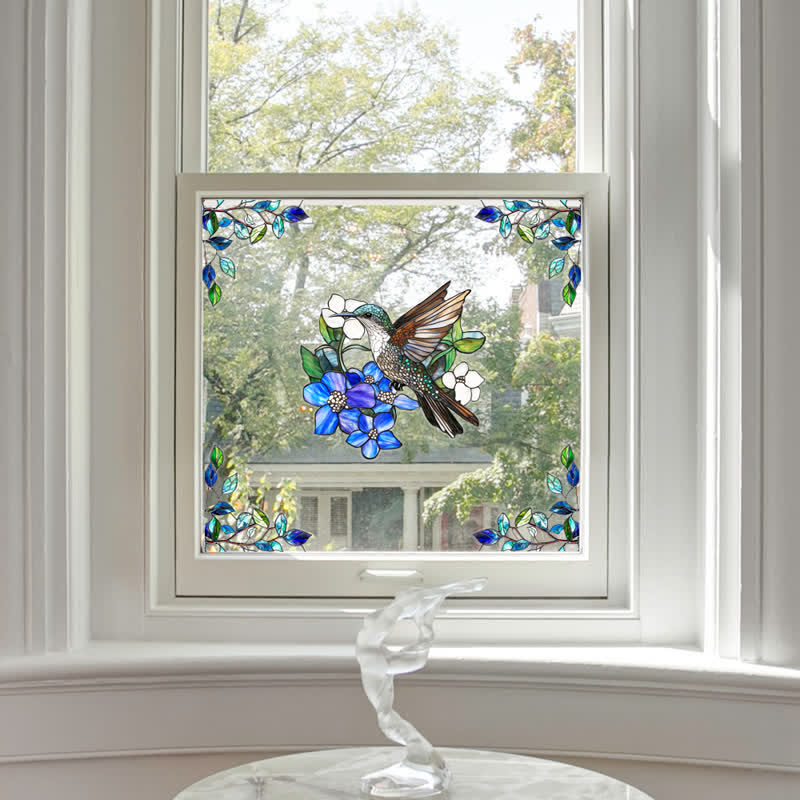 Double-sided Static Floral Bird Window Sticker - image 14