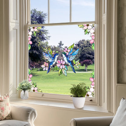 Double-sided Static Floral Bird Window Sticker - image 5