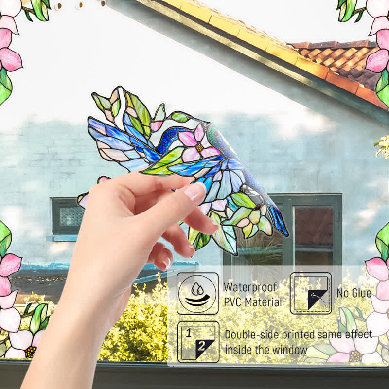 Double-sided Static Floral Bird Window Sticker - image 6